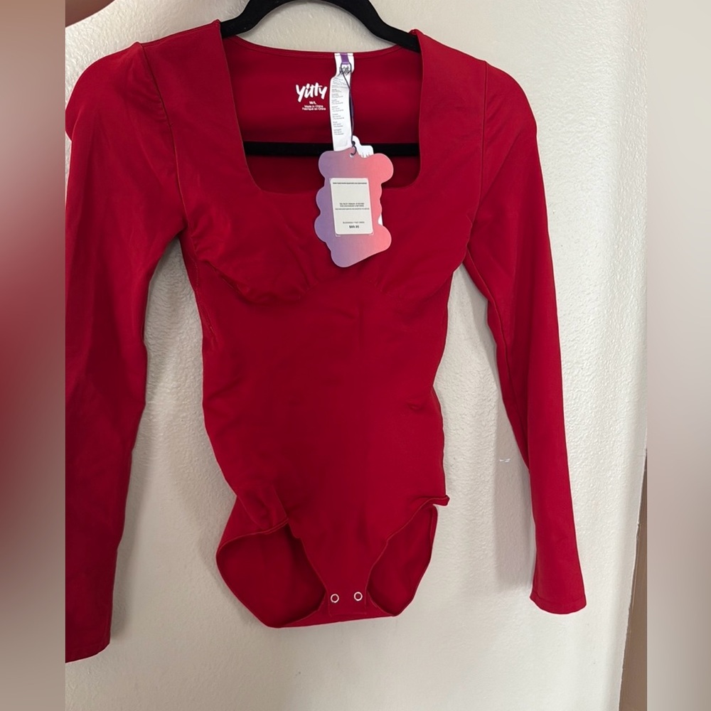 YITTY Red One Piece Bodysuit with Long Sleeves